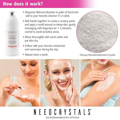 NeedCrystals Microdermabrasion Crystals, DIY Face Scrub with Vitamin C. Natural Facial Exfoliator for Dull or Dry Skin Improves Wrinkles, Anti-Aging, Skin Texture & Brightening. 8 oz