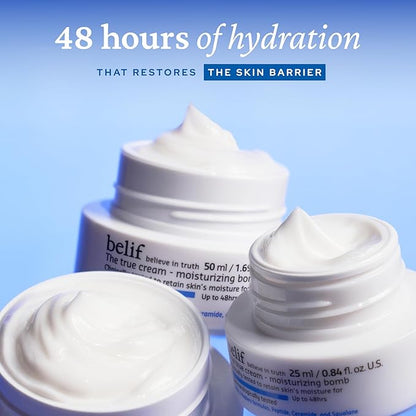 belif Moisturizing Bomb – Daily Ceramide Moisturizer with Peptide & Squalane, 48hr Hydration & Anti-Aging Cream, Milky & Lightweight, Restores Skin Barrier, Korean Skincare, 1.68 fl oz (50ml)