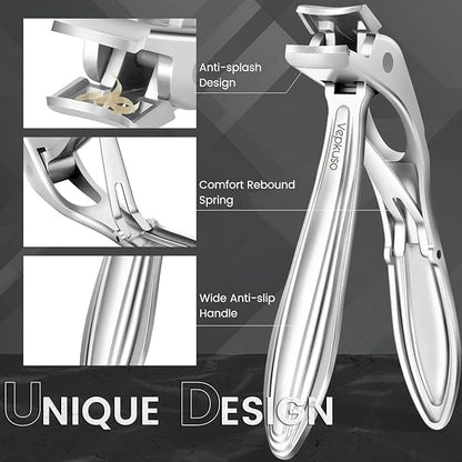 Toenail Clippers & Nail Clippers Set for Seniors - Heavy-Duty Long Handled Toenail Clippers for Thick Toenails, Men & Women | Hygienic Manicure Set | Gift Idea