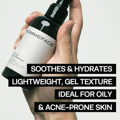 HOMMEFACE Men’s All-in-One Face Toner & Moisturizer, 5.07 fl oz - Lightweight, Alcohol-Free, After Shaving - Korean Skincare Technology with Collagen, Ceramide & Witch Hazel