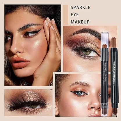 Royal Blue Dual Ended Eyeshadow Stick 12 Colors Matte and Shimmer Waterproof Long Lasting Creamy Eyeshadow Pencil for Smokey Eye Natural Everyday Makeup