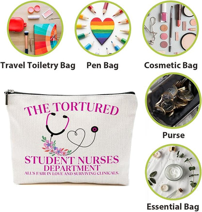 Nurse Practitioner Gifts Makeup Bag, Nurse Accessories Cosmetic Bag, Nursing Travel Organizer Zipper Pouch Thank You Nurses Week Gifts for Women Registered Nurses Physician Assistant, Blue