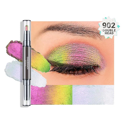 CHARMACY Multichrome 2 in 1 Cream Eyeshadow Stick, Waterproof Eye Brightener Highlighter Stick Makeup, High Pigmented, Smudge-Proof, Vegan & Cruelty-Free (#902)