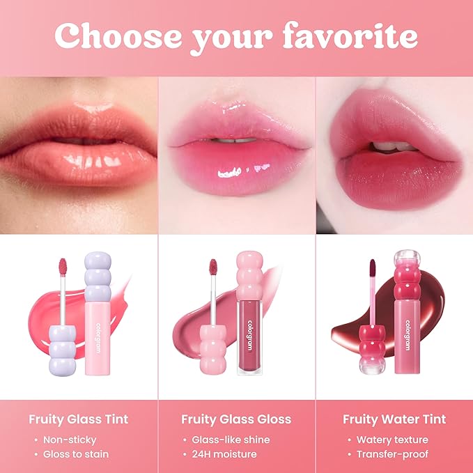 COLORGRAM FRUITY GLASS TINT 10 BLOSSOM PINK | | Lightweight Non-Sticky Lip Tint | Korean Beauty Lip Gloss for Daily Wear