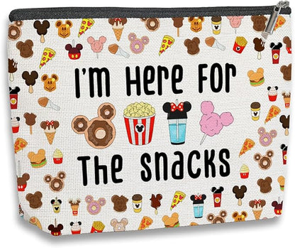 Magic Kingdom Lover Gift Halloween Snacks Cosmetic Bag Snacks Bag for Travel Cute Toiletry Bag for Girls Teens Friends Makeup Organizer Zipper Pouch (for The Snacks White)