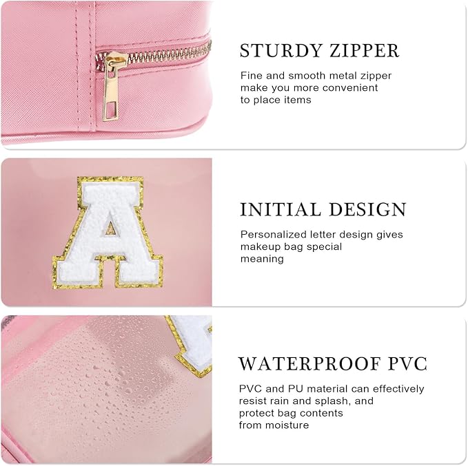 YOOLIFE Birthday Gifts for Kids | Travel Toiletry Bag | Pink Clear Makeup Bag for Teen Girls Kids Cosmetic Bags Gifts for 5 6 7 8 9 10 11 12 13 Year Old Girls Birthday Gifts for Girls Initial D