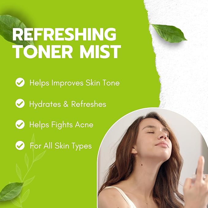 Green Tea Matcha Facial Toner Mist with Coconut Water, Refreshing, and Soothing Face Toner, with Jojoba Oil, Castor Oil, Snail Filtrate,120ml