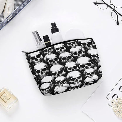 Women's Makeup Case, Large Zipper Cosmetic Case, Toiletry Bag, Travel Cosmetic Toiletry Bag Cool Funny Goth Skulls