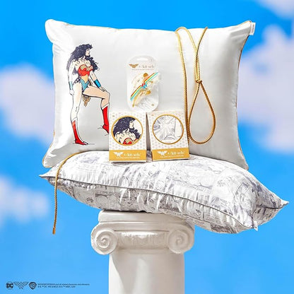Kitsch Wonder Woman (Comic) Satin Pillowcase with Zipper Softer Than Silk, Luxury Cooling Pillowcase for Hair & Skin, Wrinkle Prevention, Queen/Standard (19X26)