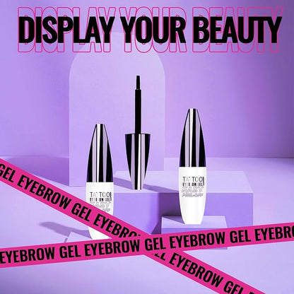 Easy Peel Off Eyebrow Gel, Tattoo Eyebrow Gel Easy Peel Off, Waterproof & Transfer-Proof Lasts Up to 3 Days Brow Color for Women, Create Fuller & Defined Looking Brows At-Home (03# Gray Brown)