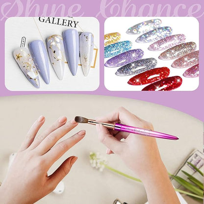 Acrylic Nail Brush Size 14, 100% Real Kolinsky Art Nail Brush for Acrylic Powder Application, Handmade Women Manicure Nail Extension Tool for Professional DIY Home Salon and Beginners