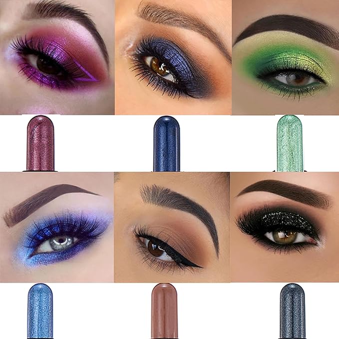 Deep Blue Dual Ended Eyeshadow Stick 12 Colors Matte and Shimmer Waterproof Long Lasting Creamy Eyeshadow Pencil for Smokey Eye Natural Everyday Makeup
