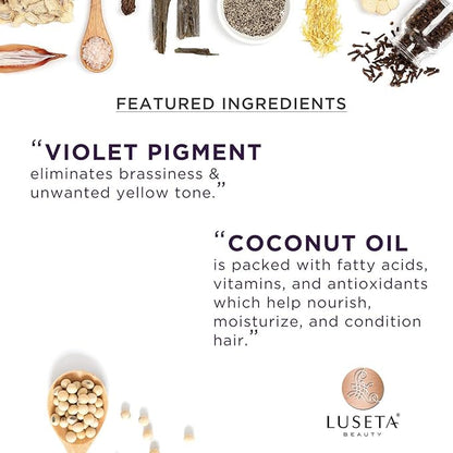 Luseta Color Brightening Purple Shampoo and Conditioner Travel Kit for Blonde and Gray Hair -Infused with Cocos Nucifera Oil to Help Nourish, Moisturize and Condition Hair, 2x1.01oz