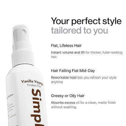 Simpletics Himalayan Sea Salt Hair Spray (Sandalwood Scent) – Natural 5-Ingredient Formula for Beach Waves & Volume – Light Hold, Non-Greasy, Paraben & Sulfate Free – Unisex 8 fl oz