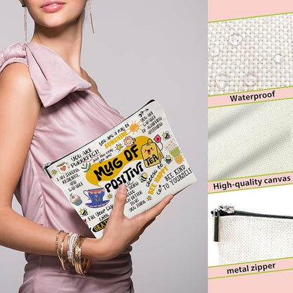 Inspirational Gifts Makeup Bag, Positive Affirmations Cosmetic Bag, Organizer Zipper Pouch Boss Day Mothers Day Birthday Motivational Gifts for Women Friends Sister Coworker Daughter