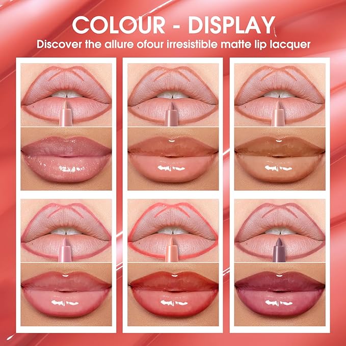Jolilab Matte Lip Liner Lip Oil Set, Lip Makeup Set Natural Smooth Long-Lasting And Hydrating Beauty Daily Cosmetics Gift for Girls Easy-to-Use(9pcs)