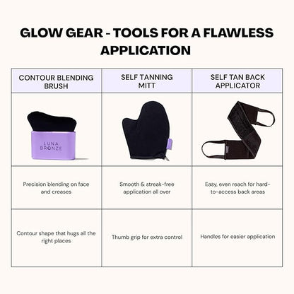 Luna Bronze Contour Blending Brush | Sculpted Kabuki Brush for Self Tan or Liquid Foundation Application | Easily Achieve Self Tan Contour Look | Quality with Multiple Uses & Vegan Bristles (1 item)