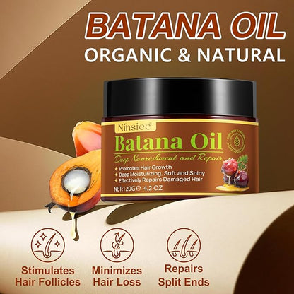 Raw Batana Oil for Hair Growth, Pure Unrefined and Organic Dr. Sebi Hair Growth Oil from Honduras, Batana Hair Growth Oil for Repairs Damaged Hair & Prevent Hair Loss (1pcs)