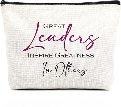 Boss Lady Gifts for Women Makeup Bag Boss Day Gifts Boss Gifts Employee Appreciation Gifts Thank You Gifts for Coworkers Mentor Leader Christmas Birthday Gift Great Leaders Inspire Greatness in Others