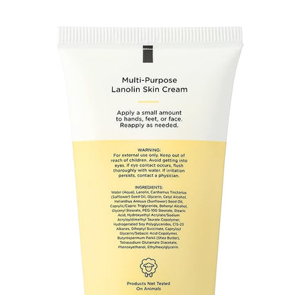 High Meadow Lanolin Skin Cream - Deep Hydration Formula for Soft, Radiant Care-Repairs Dry and Cracks on Hands, Feet & Elbows - Multi-Purpose Soothing Lotion - 2.0 Oz Unscented Moisturizer