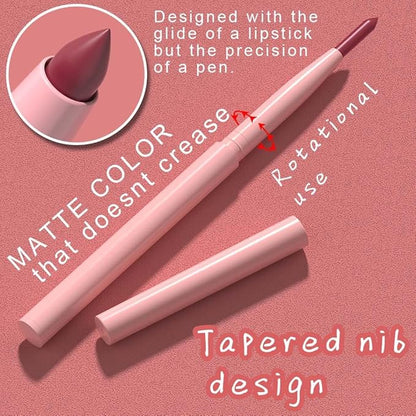6Pcs Retractable Lipliner Pencil Waterproof Makeup for Lip Liner and Eye Liner, Smooth and Creamy, Long Lasting Matte Finish, Vegan Beauty, Matte Velvet Pigmented Lip Liner (01, 6Pcs)