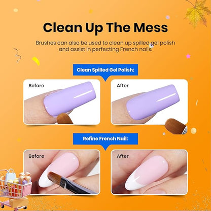 Beetles Gel Nail Art Brushes, 6 Pcs Double-Ended Fingernail Art Design Pens Gel Paint Liner Ombre Gradient French Tip Brush Dotting Pen Nail Brush Set, DIY Manicure Tools Gift for Women