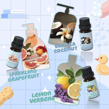 SALUBRITO Bath Fragrance Oils, Premium Essential Oil Set for Diffuser, Soap, Candle Making Scents, Vanilla & Coconut, Sparkling Grapefruit, Lemon Verbena, Amber Oud, Charming Bloom, Lavender Field