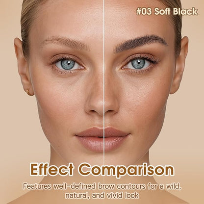 Microblading Brow-Fection Brow Eyebrow Pencil – Angled Brush Tip, Wild Natural Hair-Like Strokes, Patented Design, Long-Lasting & Smudge-Proof, for Beginners & Pros(03 Soft Black）