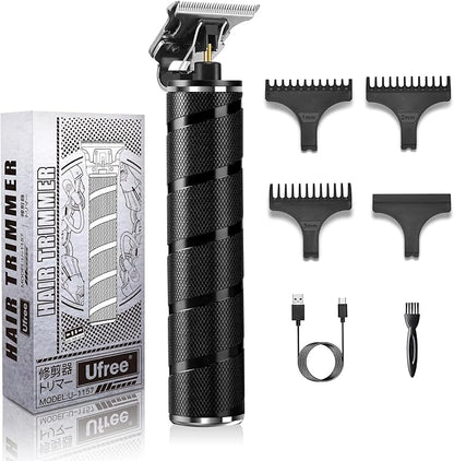 Ufree Mens Beard Trimmer, Zero Gapped T Blade Liners, Cordless Hair Clippers, Electric Razor Shavers for Men, Grooming Kit for Hair Cutting, Gifts for Men(Black)