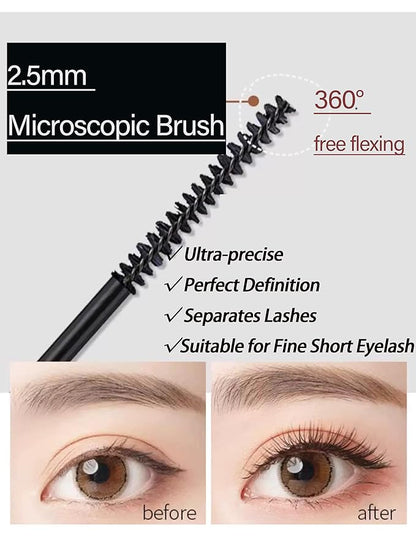 Black Mascara for Fine Short Lash & Older Women & Mulit-layered Lashes, Ultimate Length Volumizing Lower Bottom Lashes Mascara, Ultra-Precise Slim Adjustable Brush to Any Angle, Smudge-proof