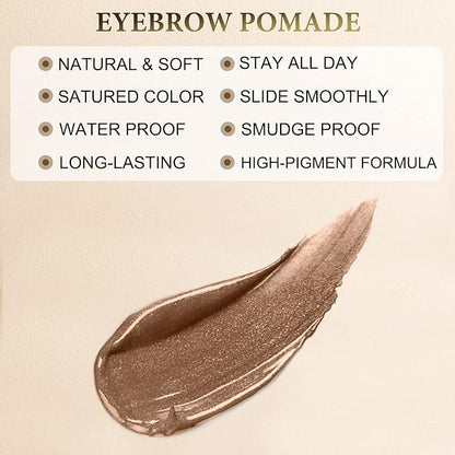 Eyebrow Pencil Makeup Kit, with Waterproof 2-IN-1 Microblading Eyebrow Pen, Eyebrow Pomade, Eyeliner and Dual-ended Eyebrow Brush, Brow Pencil Kit for Natural Eyebrows - Soft Brown