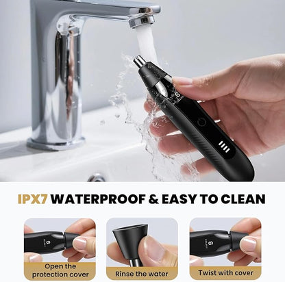 Ear and Nose Hair Trimmer for Men, 2025 Professional Painless USB Rechargeable Eyebrow & Facial Electric Hair Trimmer for Men Women, Powerful Motor, Dual Edge Blades, IPX7 Waterproof Easy Clean