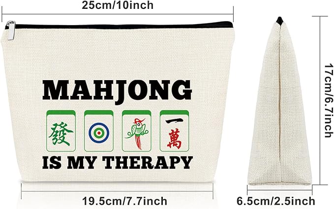 Sazuwu 3PCS Mahjong Gift Makeup Bag Cosmetic Organizers Travel Pouch Mahjong Themed Funny Gift for Players Lover Retirement Christmas Birthday Present