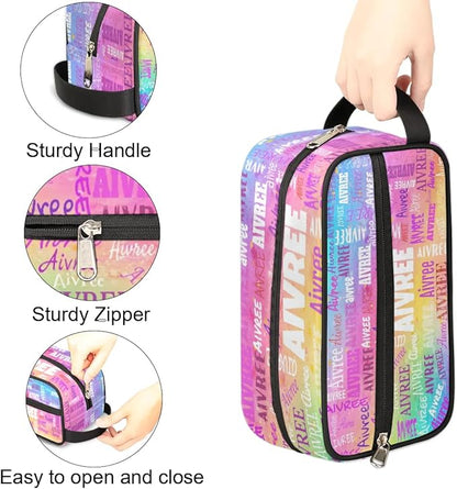 Custom Travel Toiletry Bag for Women, Large Makeup Bag, Cosmetic Bag, Comestic Essentials for Women, Colorful Pink Watercolor