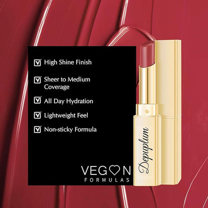 Red Lipstick for Women Hydrate Glossy Lipstick Moisture Lip Gloss Sheer-Medium Coverage Shine Tinted Lip Balm for Dry Lips (DM98 Cherry Plum)