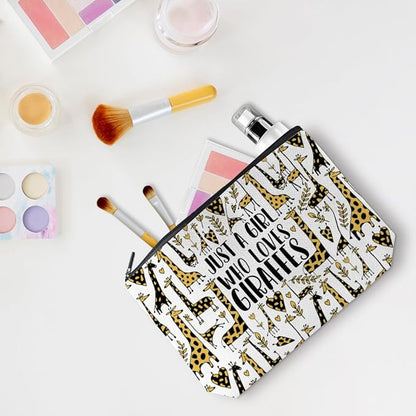 Cute Giraffes Makeup Bag Giraffe Gifts Cosmetic Travel Bag Giraffe Decor Stuff for Animal Giraffes Lovers Women Breeder Coworker Girls Sister Best Friend Female Skincare Bag for Christmas Birthday