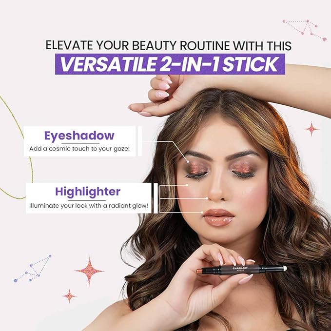 CHARMACY Multichrome 2 in 1 Cream Eyeshadow Stick, Waterproof Eye Brightener Highlighter Stick Makeup, High Pigmented, Smudge-Proof, Vegan & Cruelty-Free (905)