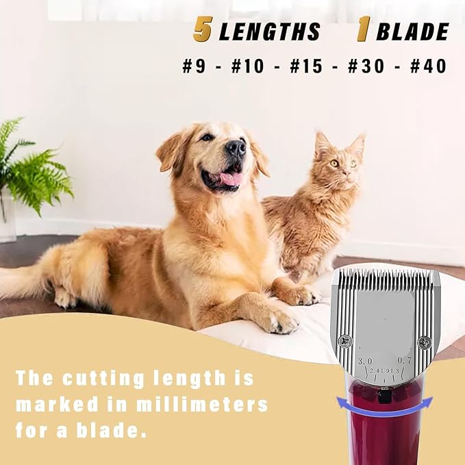 Audoc 5 in 1 Blades Adjustable Dog Grooming Replacement Blades Compatible with Wahl Animal Clipper Arco, Bravura, Chromado, Creativa, Figura, and Motion Pet, Dog, and Horse (Silver/3PC)