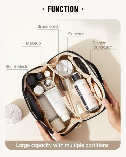 EACHY Travel Makeup Bag,Large Capacity Cosmetic Bags for Women,Waterproof Portable Pouch Open Flat Toiletry Bag Pattern Makeup Bag
