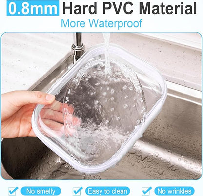 Sanwuta 6 Pcs Clear Hard Zipper Case Hard Plastic Zipper Pouches Makeup Bag Pencil Pouches Transparent Cases for Snacks Plastic Storage Organizer Box for Travel(Assorted Color,7.87 x 5.9 x 2 Inch)
