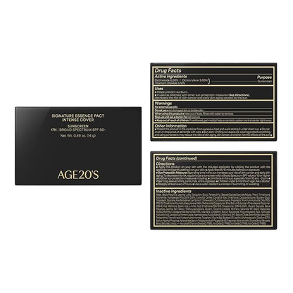 AGE20'S Signature Essence Pact SPF 50+ | Pack of 1 | 17N IVORY | Cream Foundation, Dewy Finish, Natural Coverage | Korean Cushion Foundation