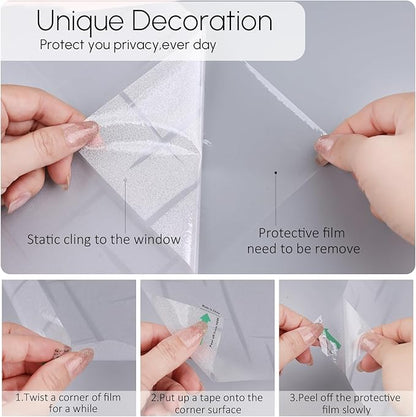 HIDBEA Window Privacy Film, Decorative Staic Cling Frosting Film, Heat Control UV Blocking Non-Adhesive Window Sticker for Home, Cross Pattern,29.5 X 78.7 Inches