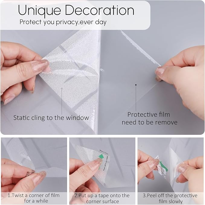 HIDBEA Window Privacy Film, Decorative Staic Cling Frosting Film, Heat Control UV Blocking Non-Adhesive Window Sticker for Home, Cross Pattern,23.6 X 78.7 Inches