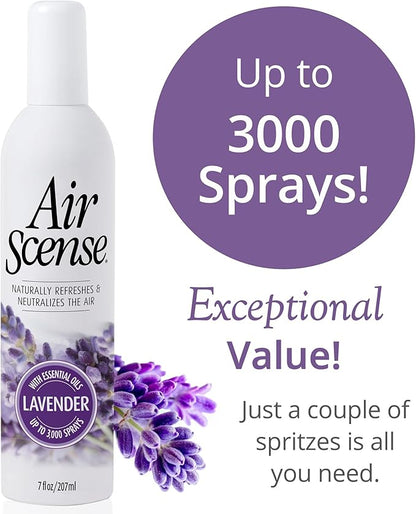 Air Scense Air Freshener Deodorizer Room Spray for Bathroom & Home, Essential Oils, Natural Lavender- 7 fl oz (2-Pack)