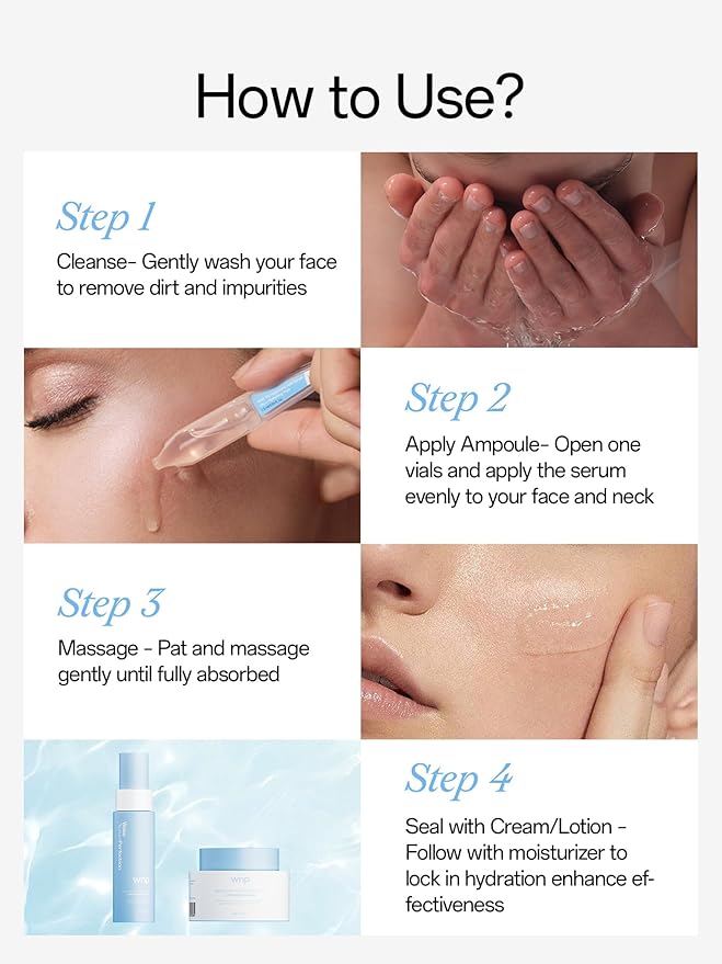 WNP Ultra Hydrating Serum 3% Hyaluronic Acid Smoother Skin|Pre-makeup SkinCare|Anti-Aging serum for face Single-Use Vials Skincare|for Sensitive skin|4D Hyaluronic Acid (60 vials)