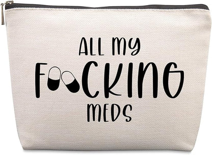 Funny Med Bag for Traveling, Funny Medicine Bag Makeup Bag Gifts Dental Gifts Nurse Assistant Gift Pill Bags Medicine Pouch for Travel, Med Bags Storage for Women Patient Gift