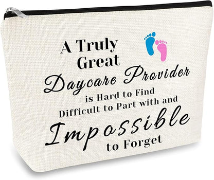 Daycare Provider Gift Makeup Bag Daycare Teacher Appreciation Gifts Caregiver Gifts for Women Babysitter Cosmetic Bag Thanksgiving Christmas Gift for Daycare Provider Teacher Travel Toiletry Bags