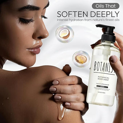 Botanist Natural Body Wash for Women, Mens Full Body Wash for Sensitive Skin by Squalane, Shea Butter & Aloe Vera, Shower Gel & Bath Soap from Japan, Sulfate Free 16.5 Fl Oz Cassis & Leaf Green 3EA