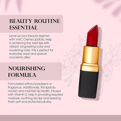 Vera Moore Creme Lipstick, Long Lasting, Lightweight, Moisturizing Opaque Color with Staying Power, Fragrance, and Paraben Free Cosmetics Soft Lipstick (Cranberry)