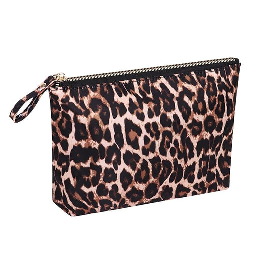 Makeup Bags for Purse Zipper Cosmetic Pouch Large Travel Make Up Organizer Tool Pouch for Women, Leopard